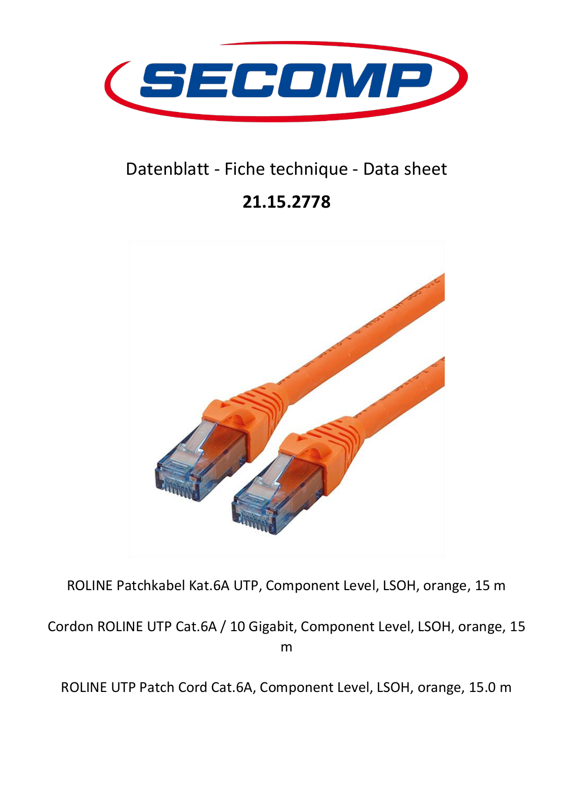 Roline 21.15.2778 User Manual