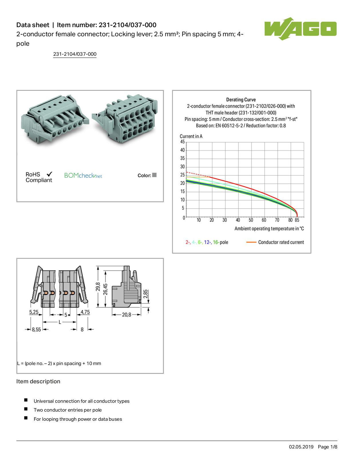 Wago 231-2104/037-000 Data Sheet