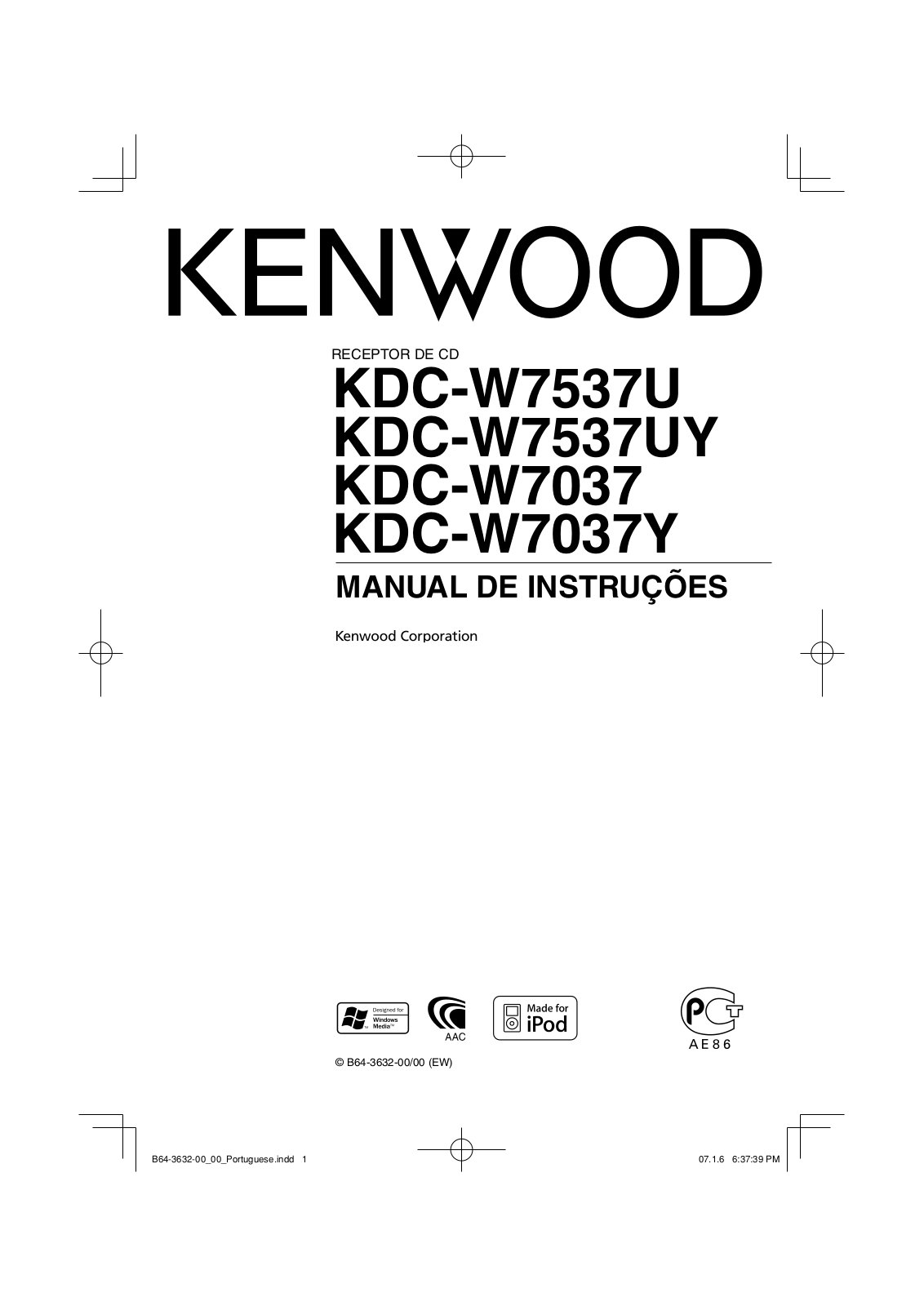 Kenwood KDC-W7537UY, KDC-W7537U, KDC-W7037, KDC-W7037Y User Manual