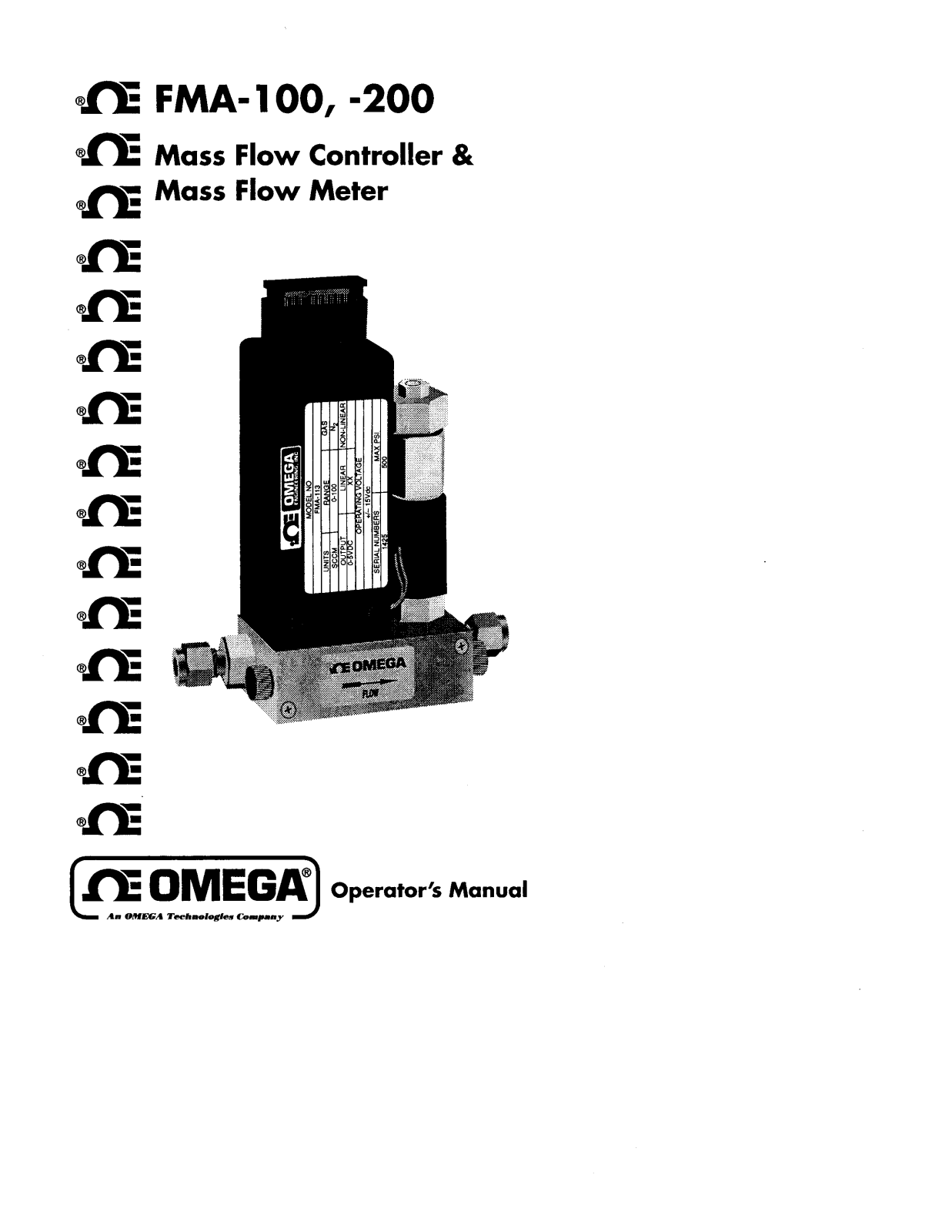 Omega Products FMA-100 Installation  Manual