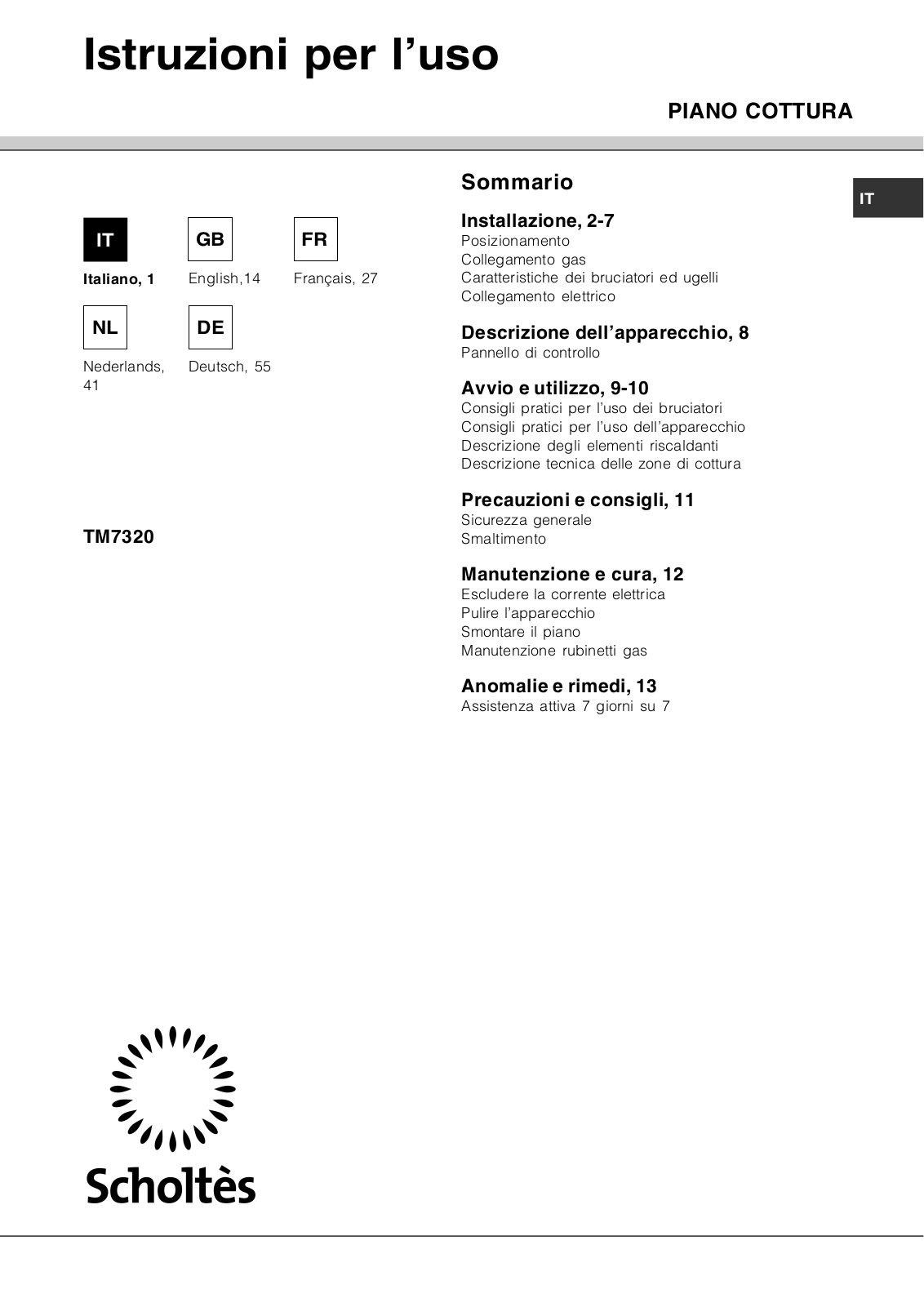 SCHOLTES TM7320 User Manual