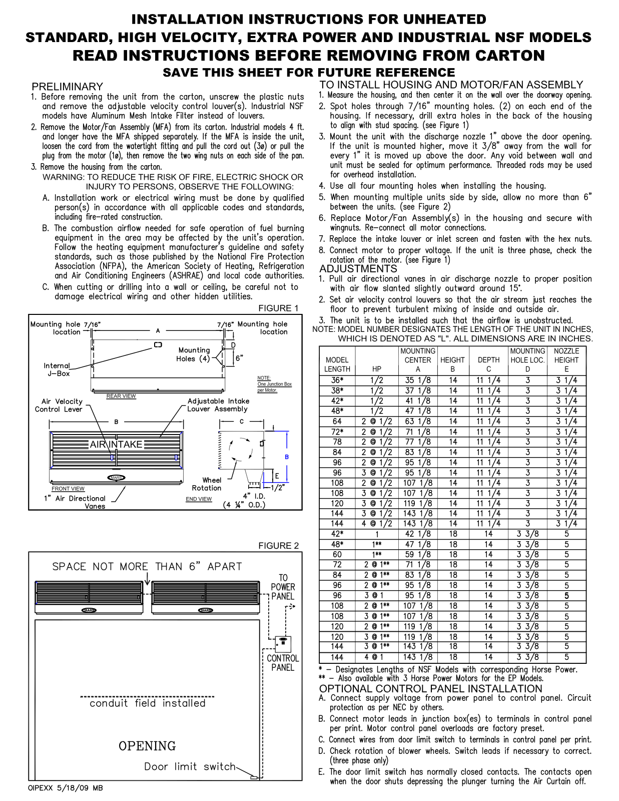 Mars 108HV-2 Installation  Manual