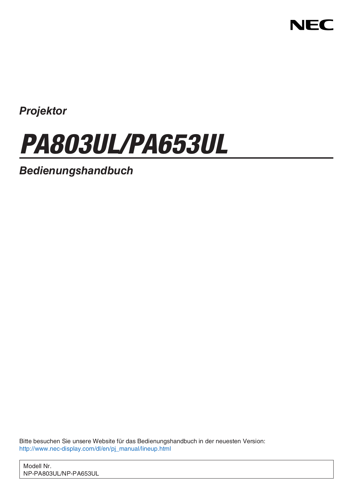 NEC PA653UL User Manual