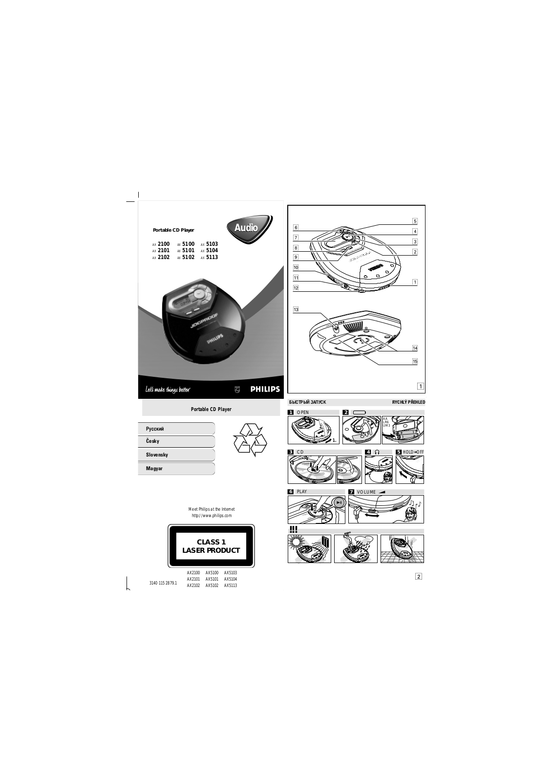 Philips AX 2100, AX 5100, AX 5103, AX 2101, AX 5101 Instructions Manual