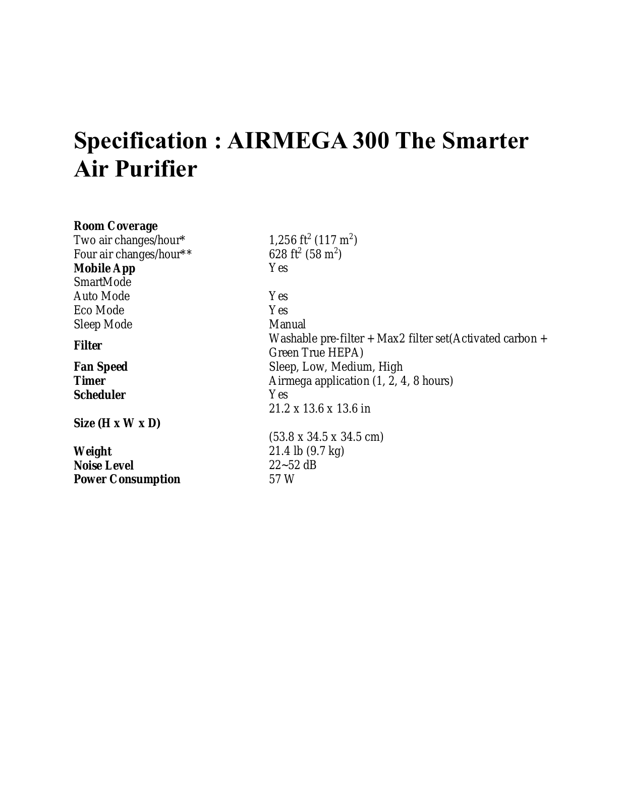 Airmega ARMG1000 Specifications - ManualMachine.com
