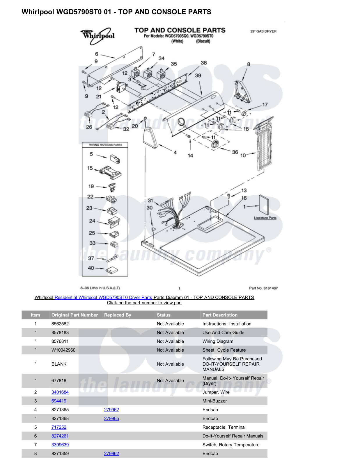 Whirlpool WGD5790ST0 Parts Diagram