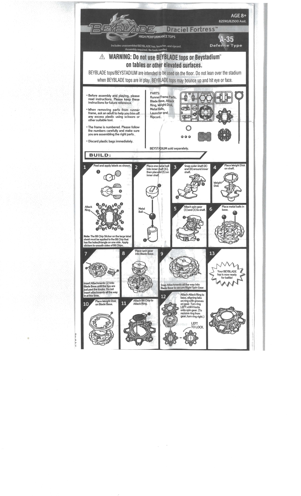 HASBRO Beyblade Draciel Fortress User Manual