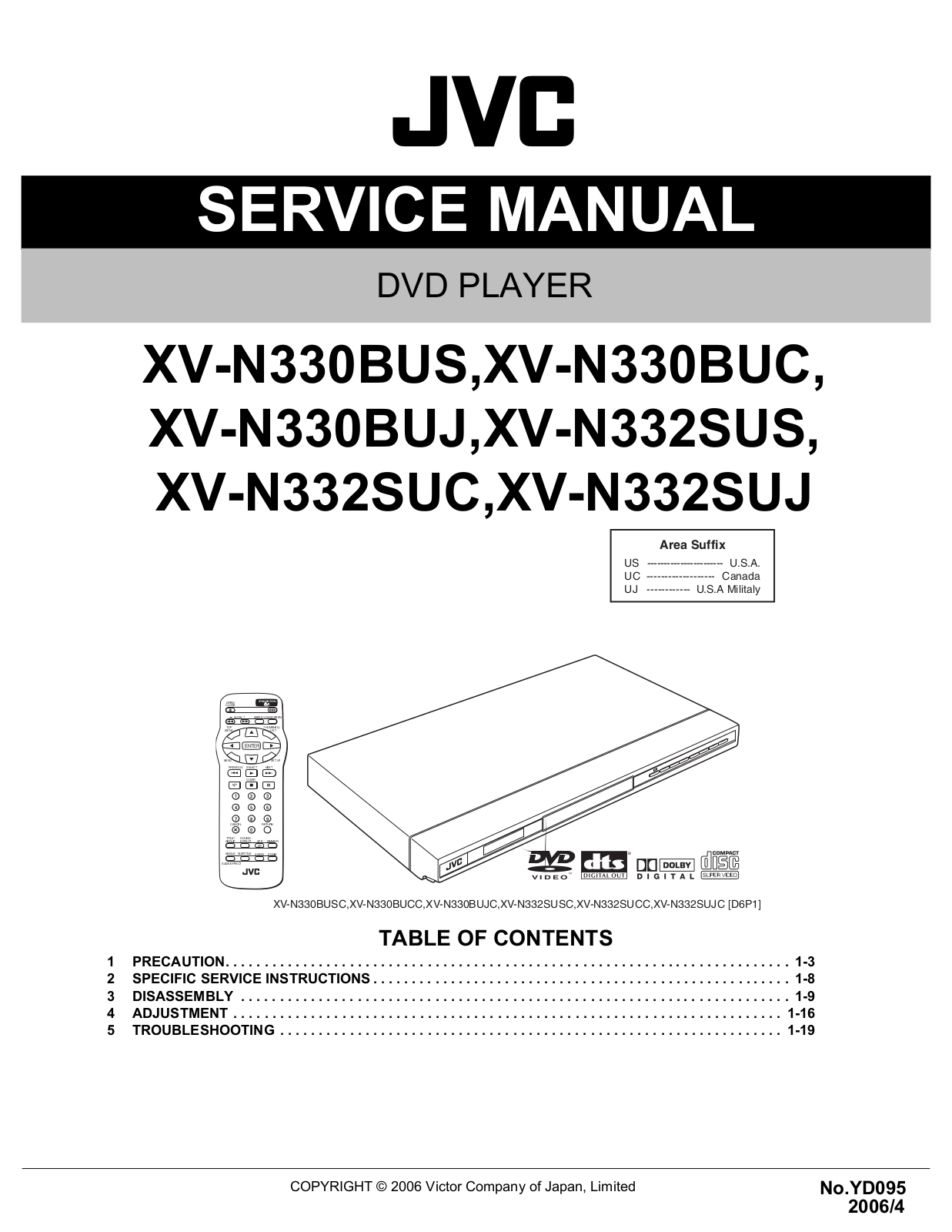 Jvc XV-N332-SUS, XV-N332-SUC, XV-N330-BUS, XV-N330-BUJ, XV-N330-BUC Service Manual