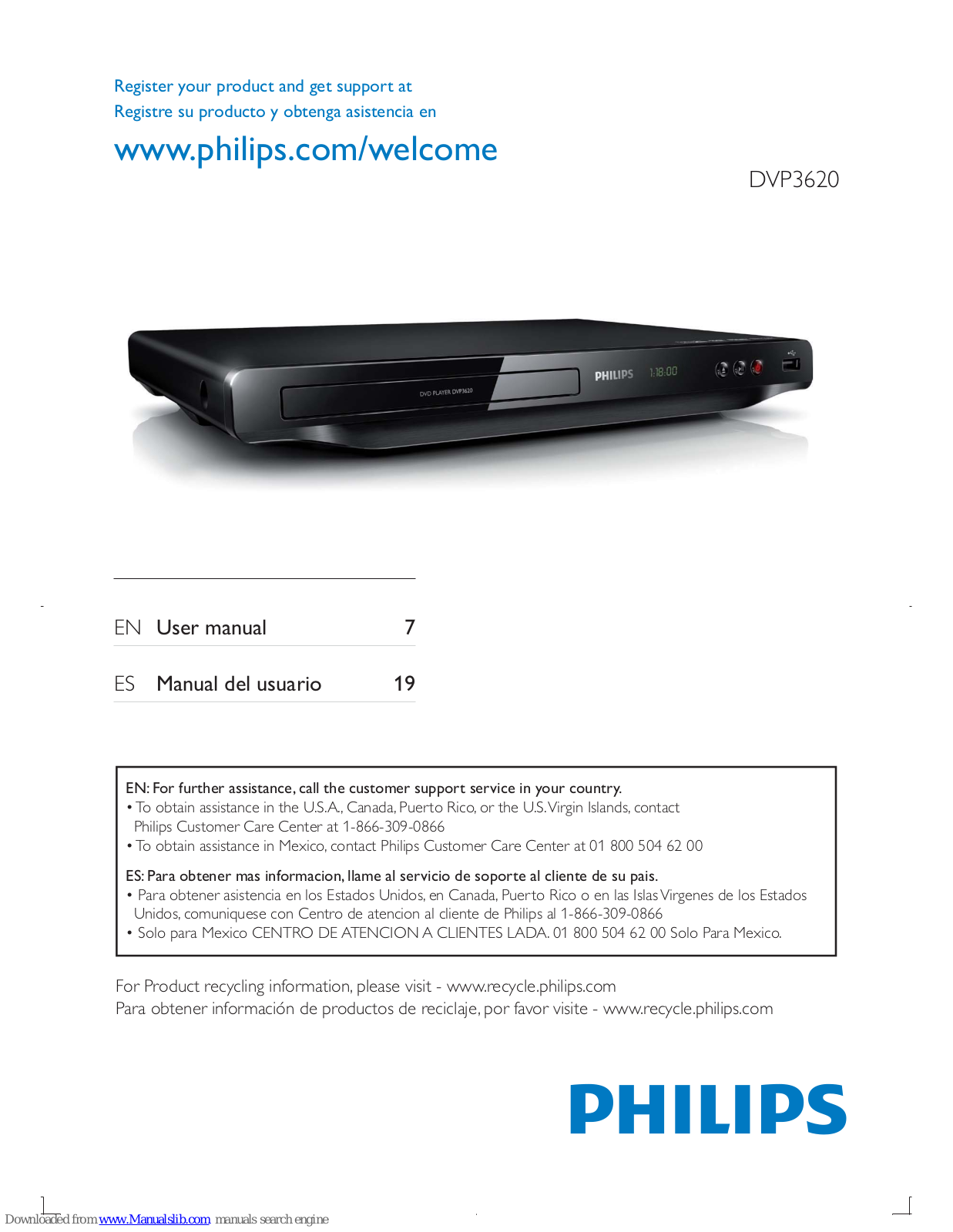 Philips DVP3620/F8, DVP3620 User Manual