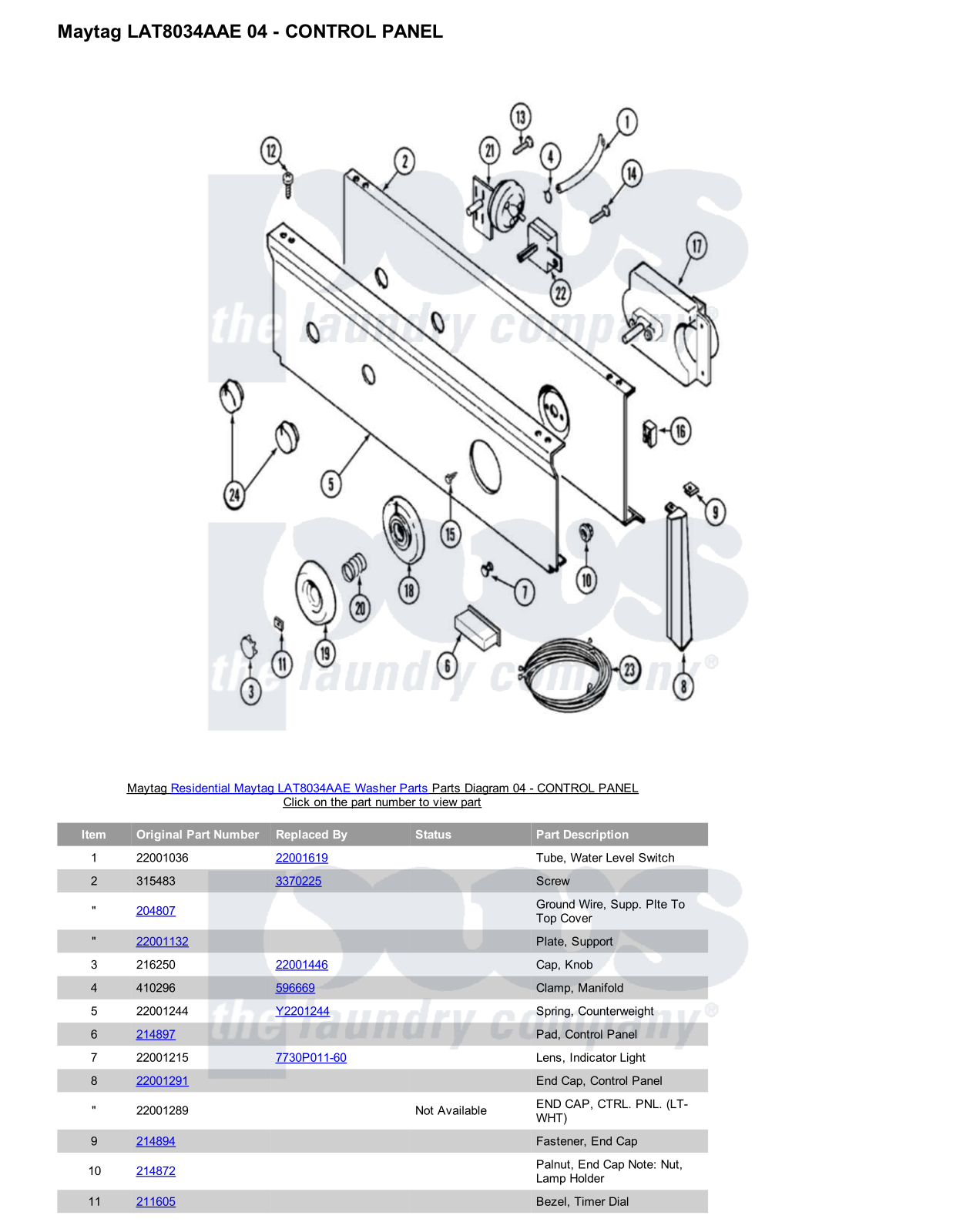 Maytag LAT8034AAE Parts Diagram