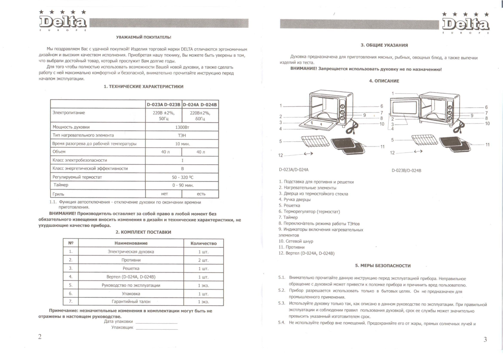 Delta D-023 A User Manual