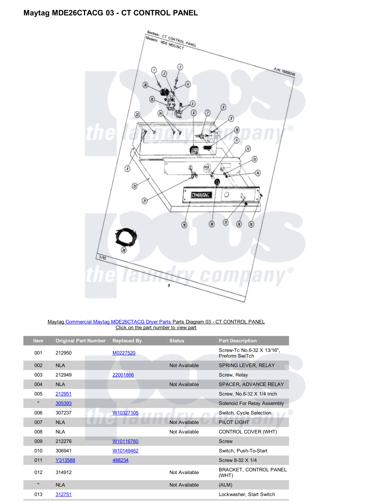 Maytag MDE26CTACG Parts Diagram