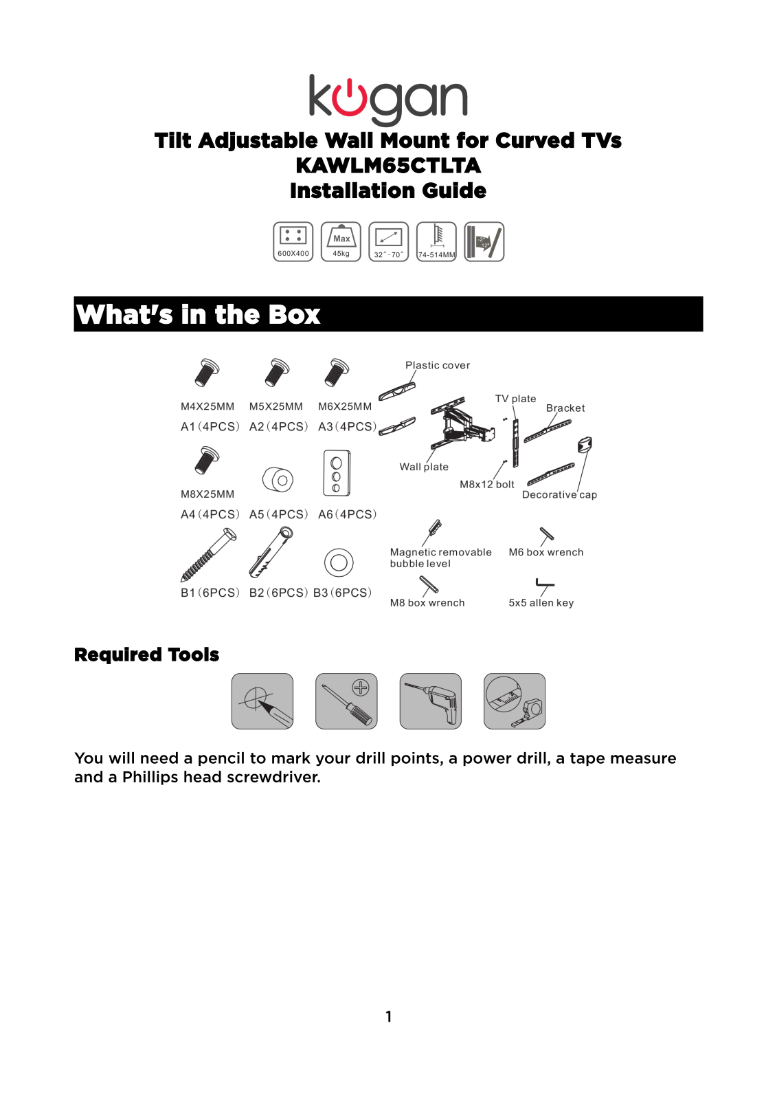 Kogan KAWLM65CTLTA User Manual