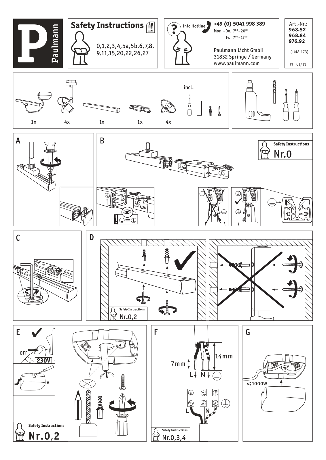 Paulmann 96852, 96884, 97692 Safety instructions - ManualMachine.com