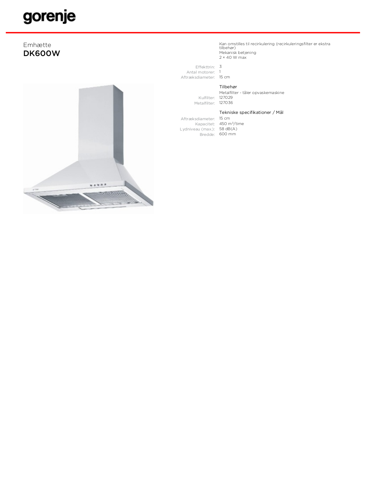 Gorenje DK600W BROCHURE