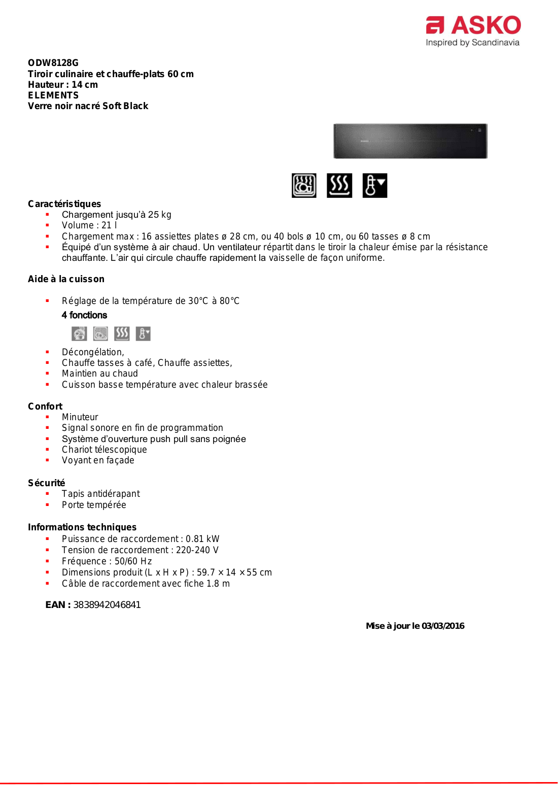 Asko ODW8128G product sheet