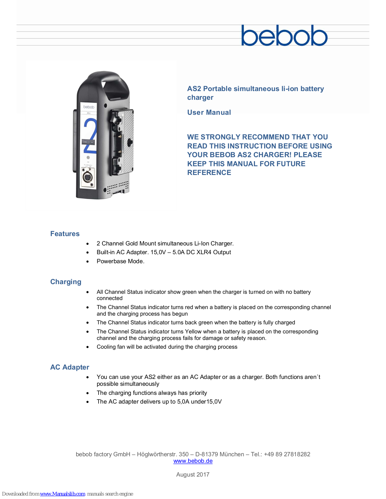 Bebob AS2 User Manual - ManualMachine.com