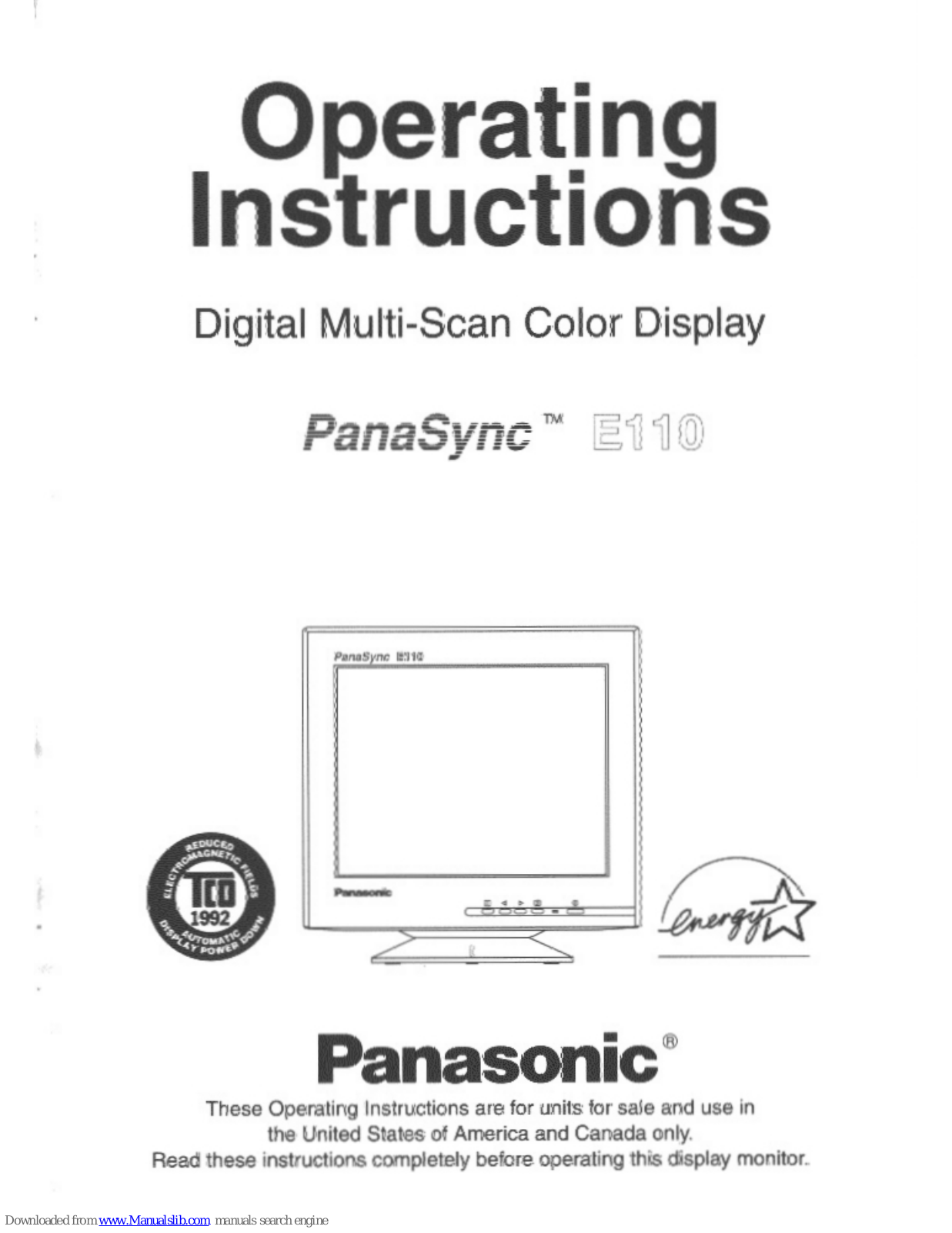 Panasonic PANASYNC E110, PANASYNC E110I User Manual