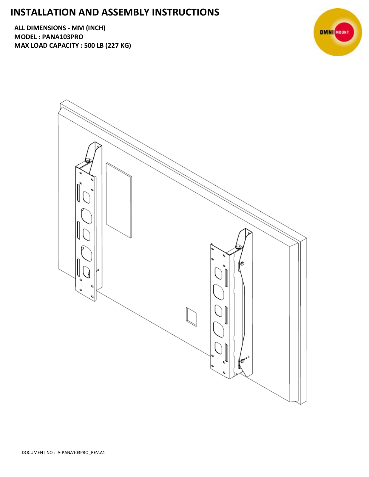 Omnimount PAN103PRO User Manual