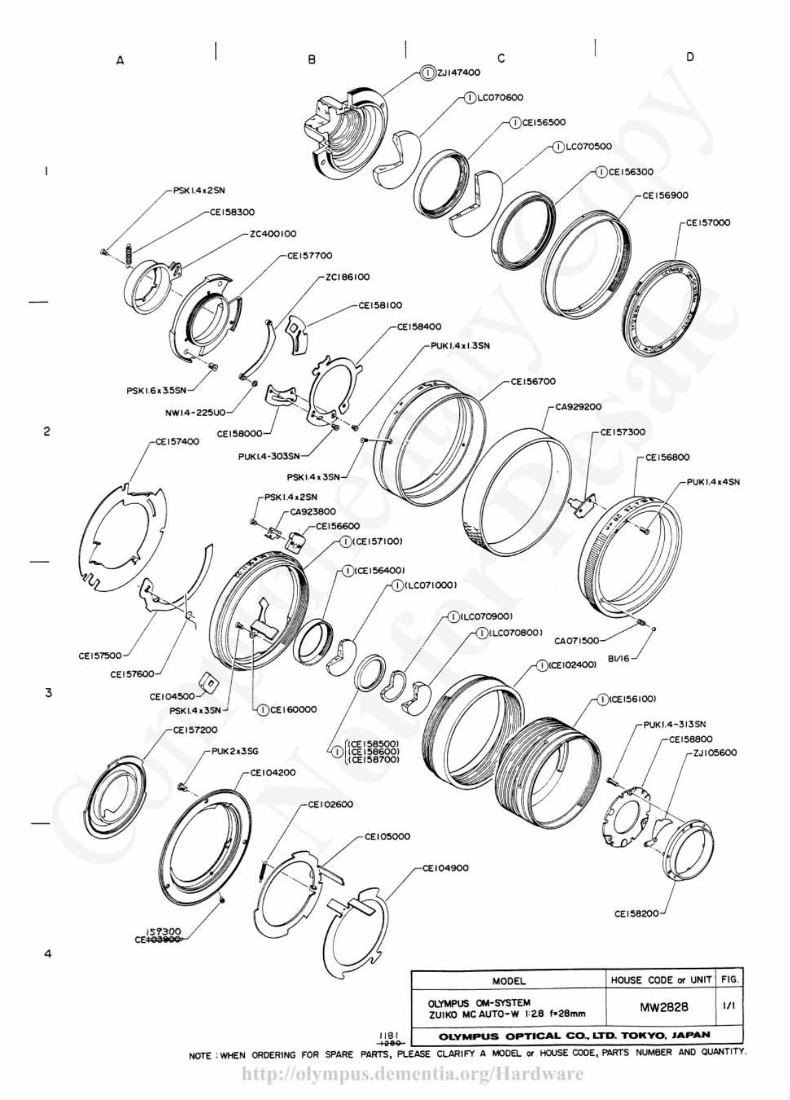 OLYMPUS 28mm f2.8 Service Manual