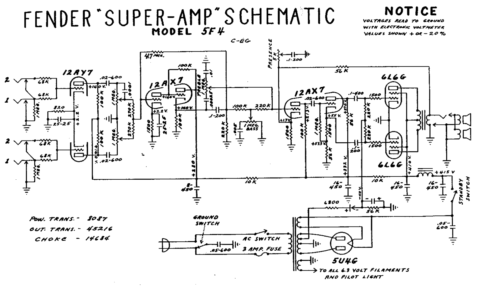 Fender Super-5F4 Schematic