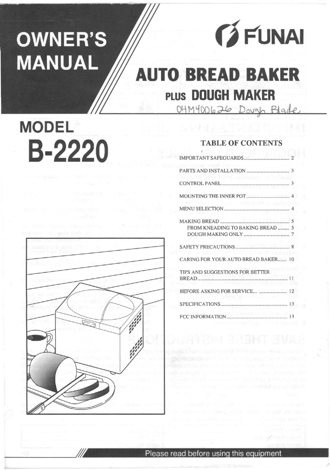 Funai B-2220 User Manual