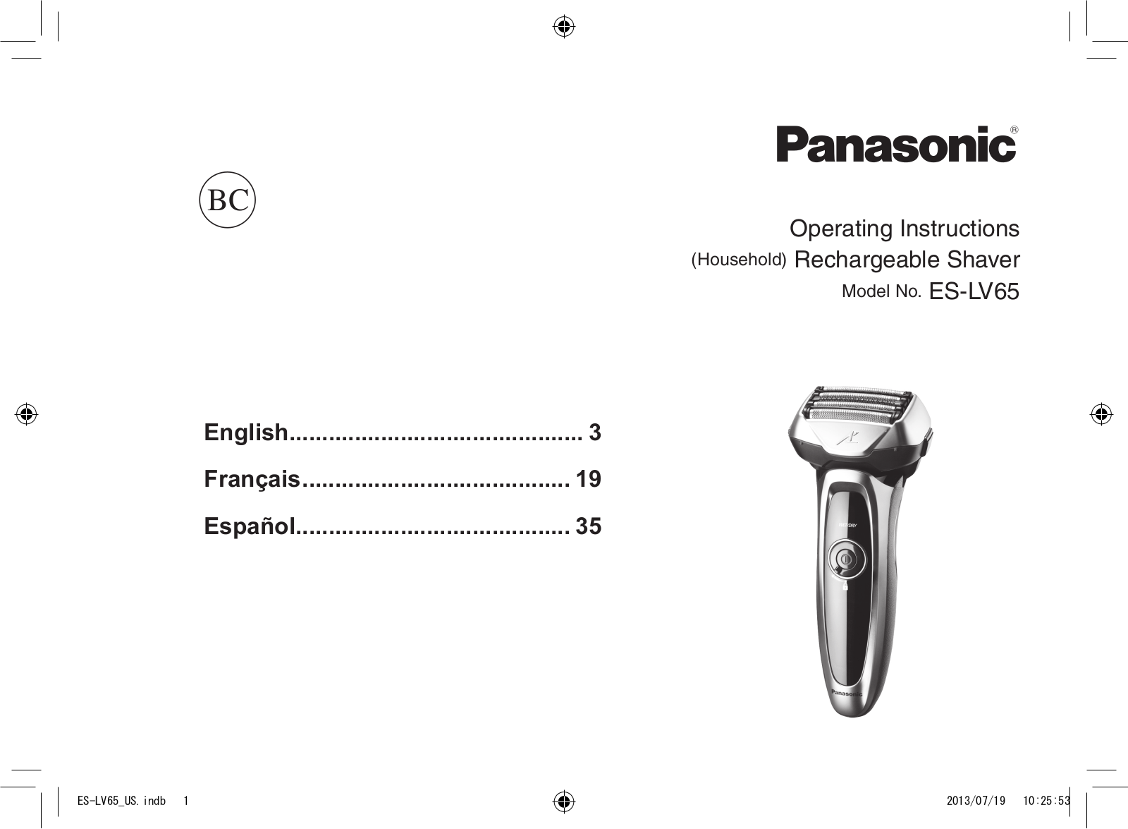 Panasonic ES-LV65-S User Manual