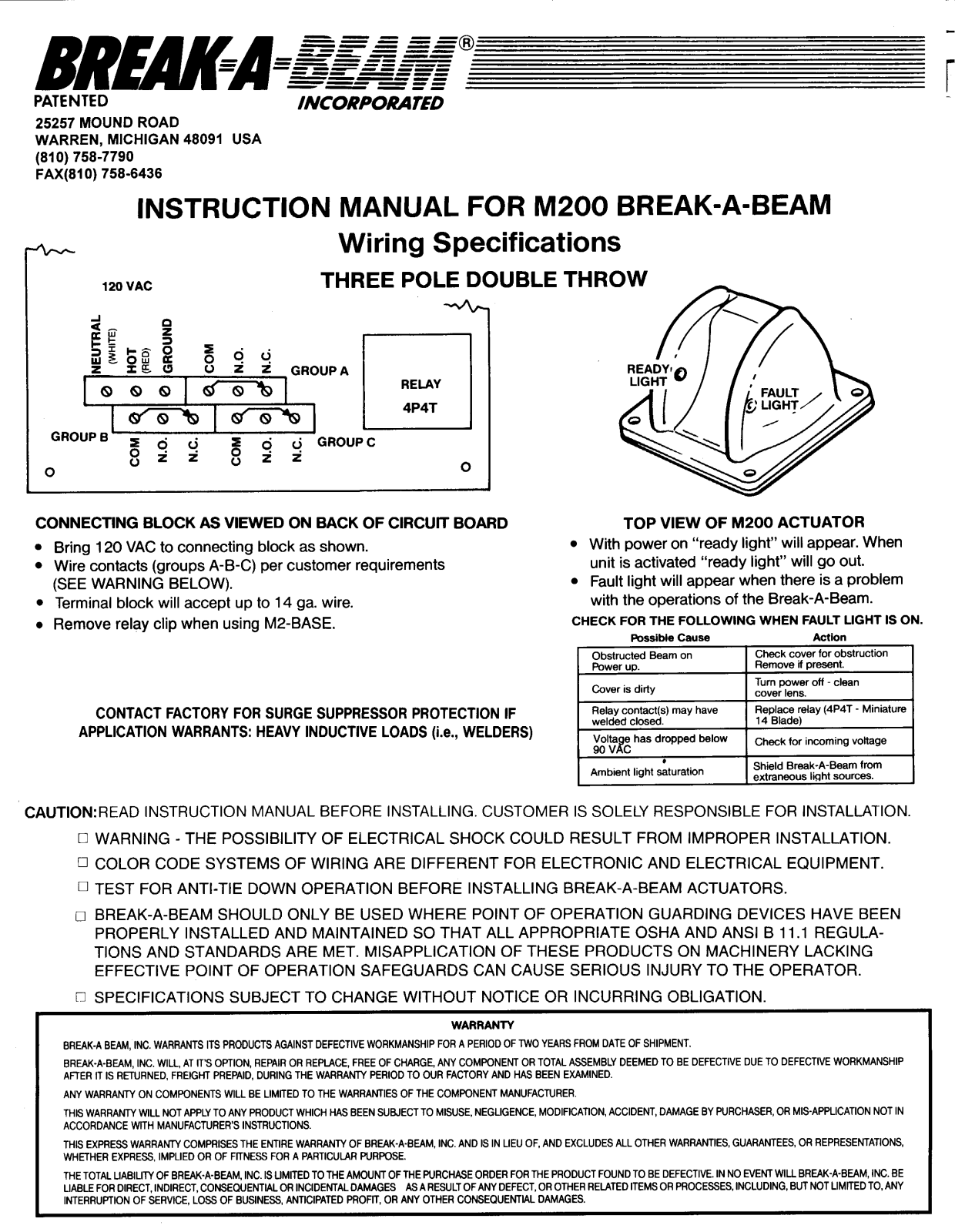 Break a beam M200 WIRE User Manual