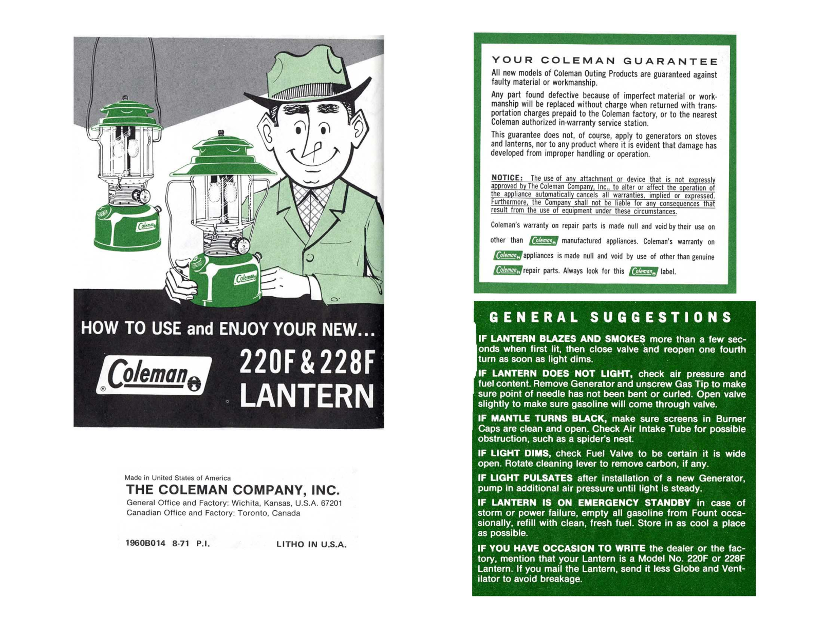 Coleman 228F, 220F User Manual