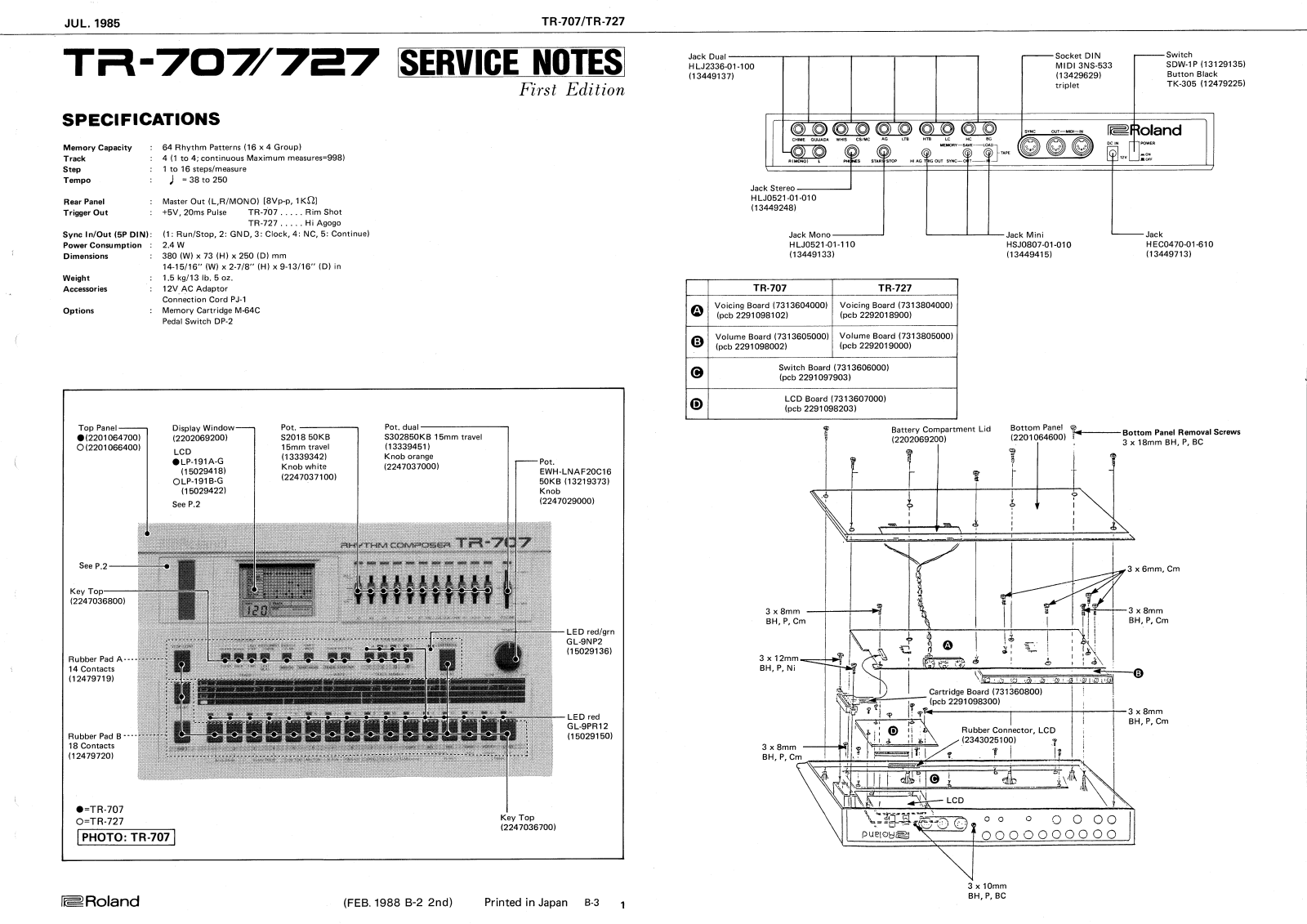 Roland TR-707 Service Manual