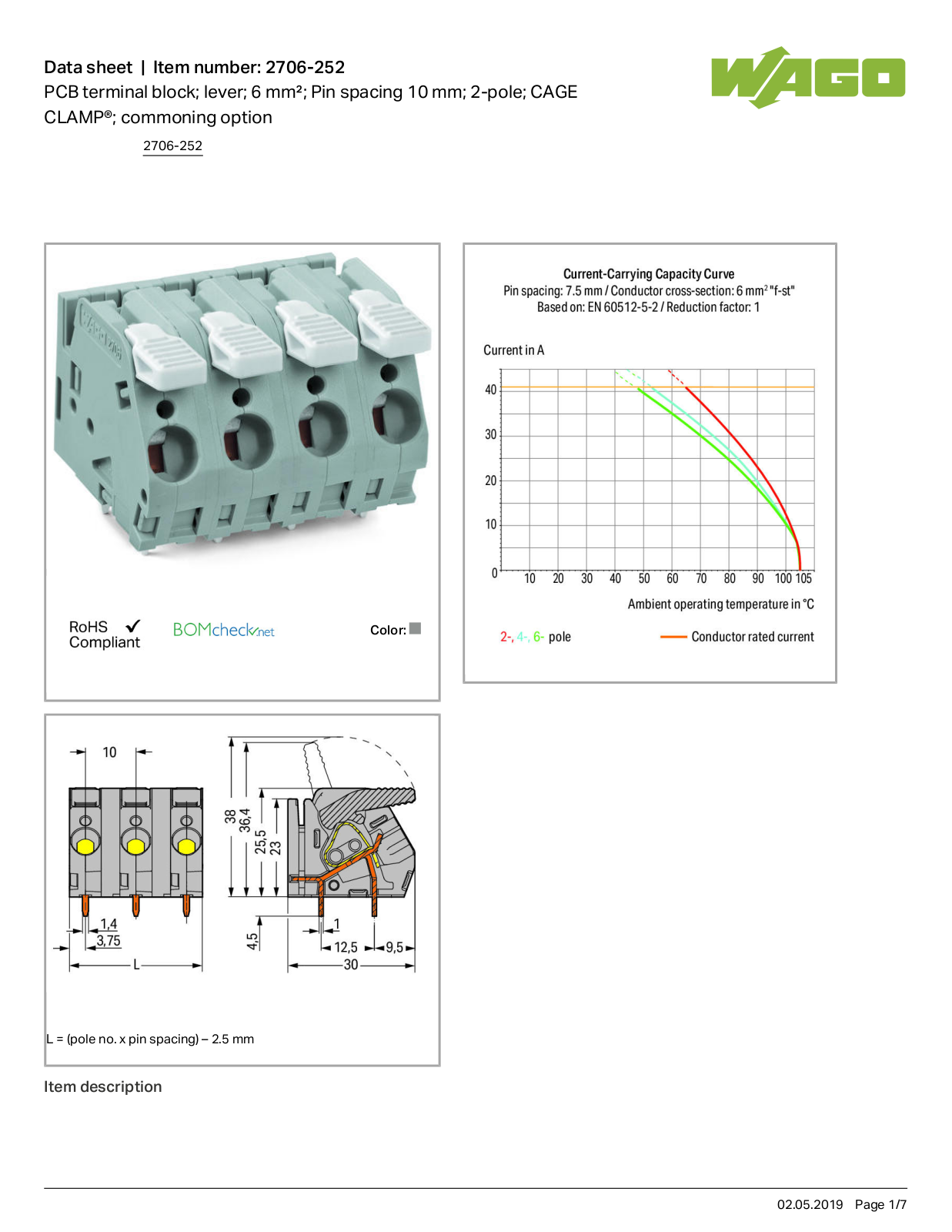 Wago 2706-252 Data Sheet