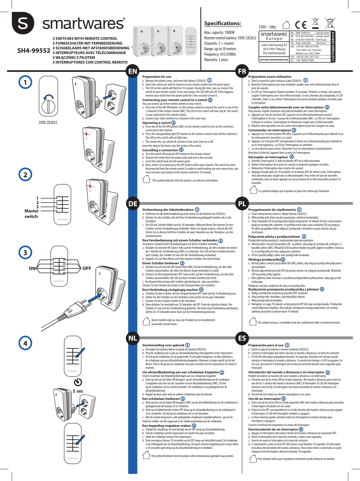 Smartwares SH4-99552 operation manual