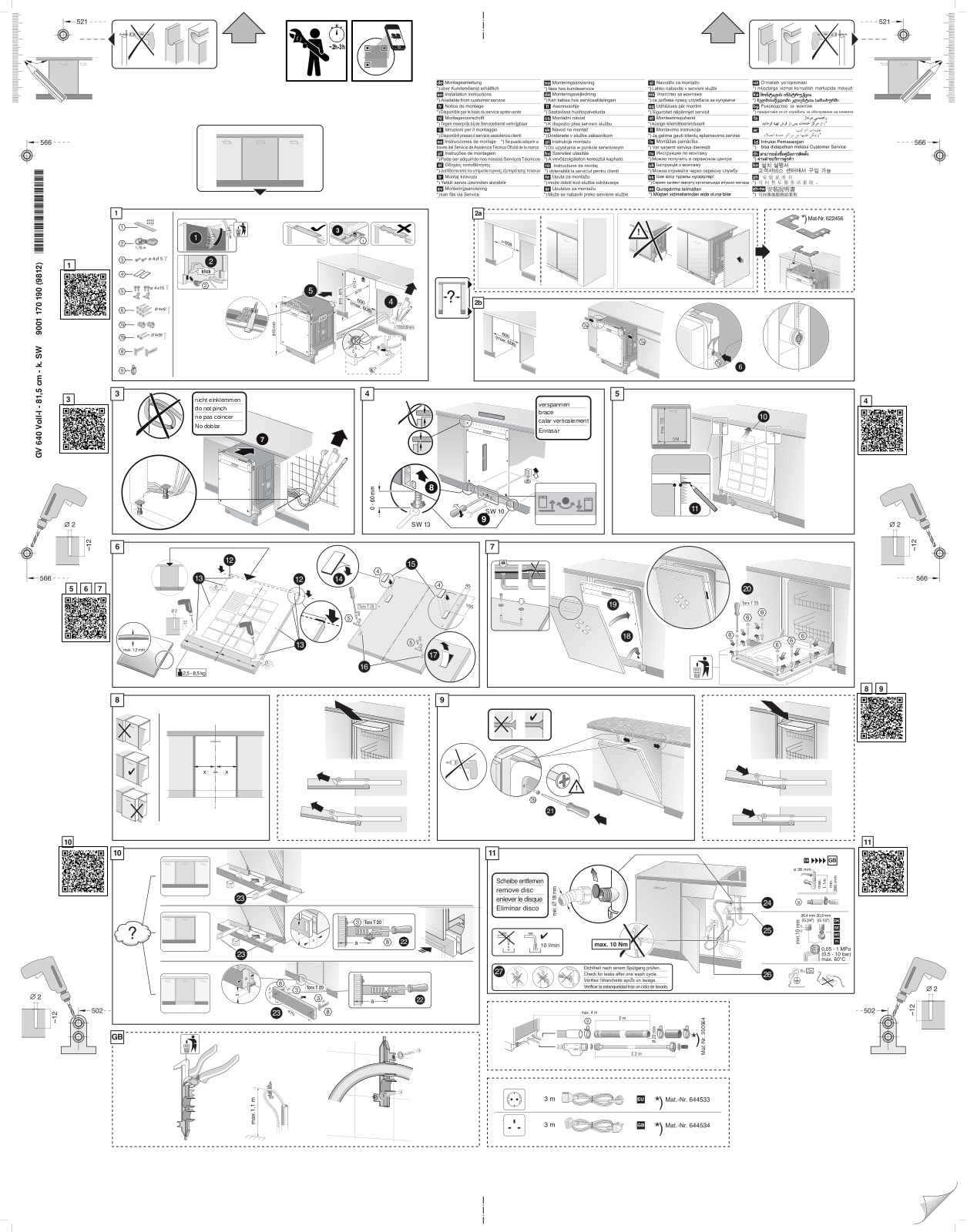 NEFF S513J60X0E Assembly instructions