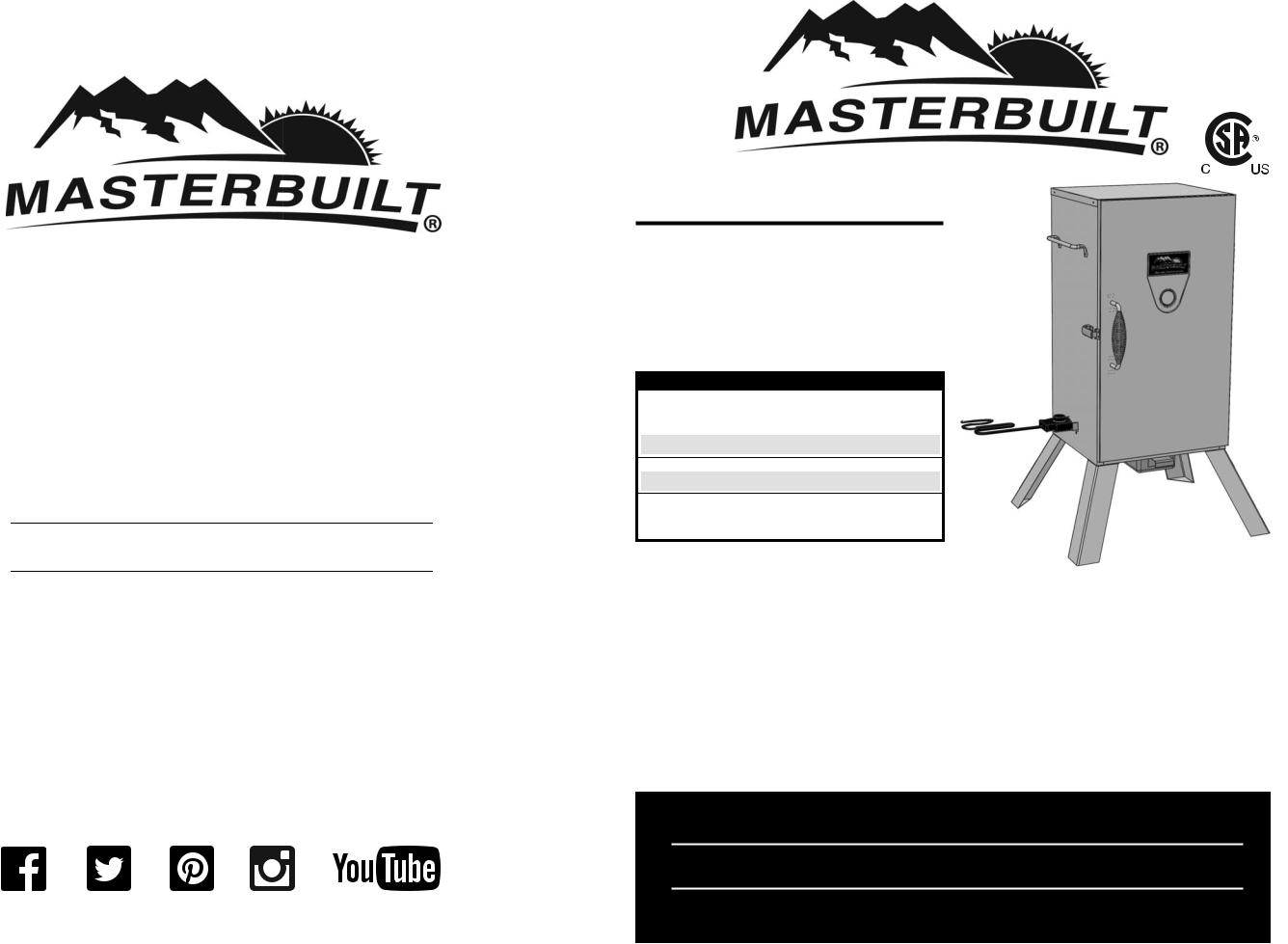 Masterbuilt 20075517 Owner's Manual