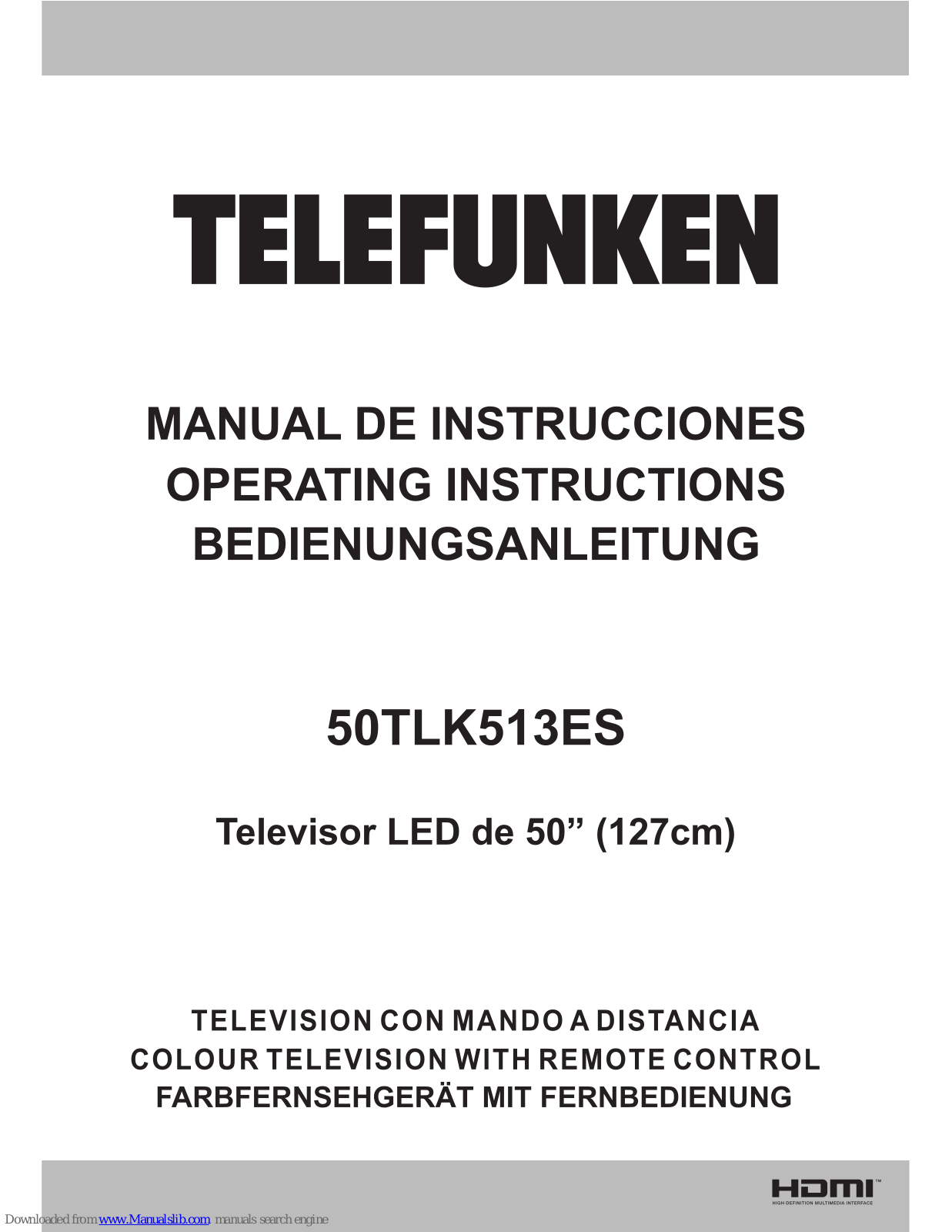 Telefunken 50TLK513ES Operating Instructions Manual