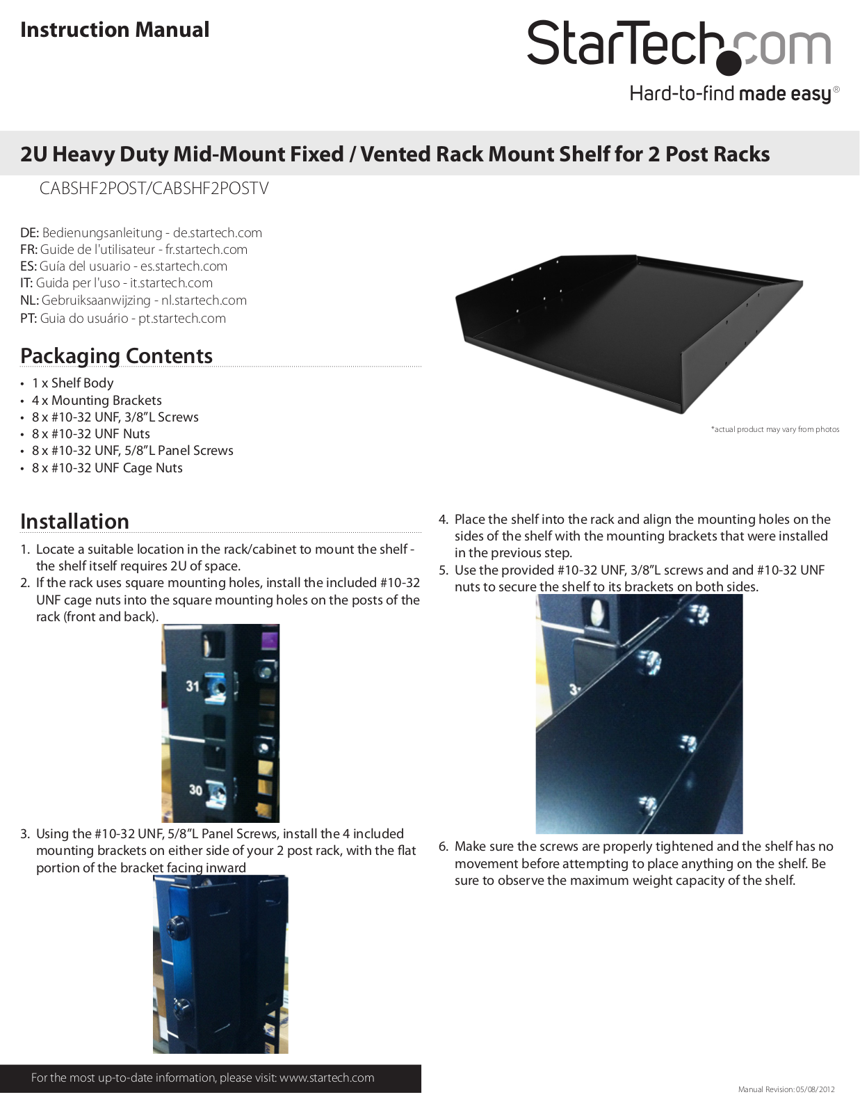 StarTech.com CABSHF2POSTV User Manual