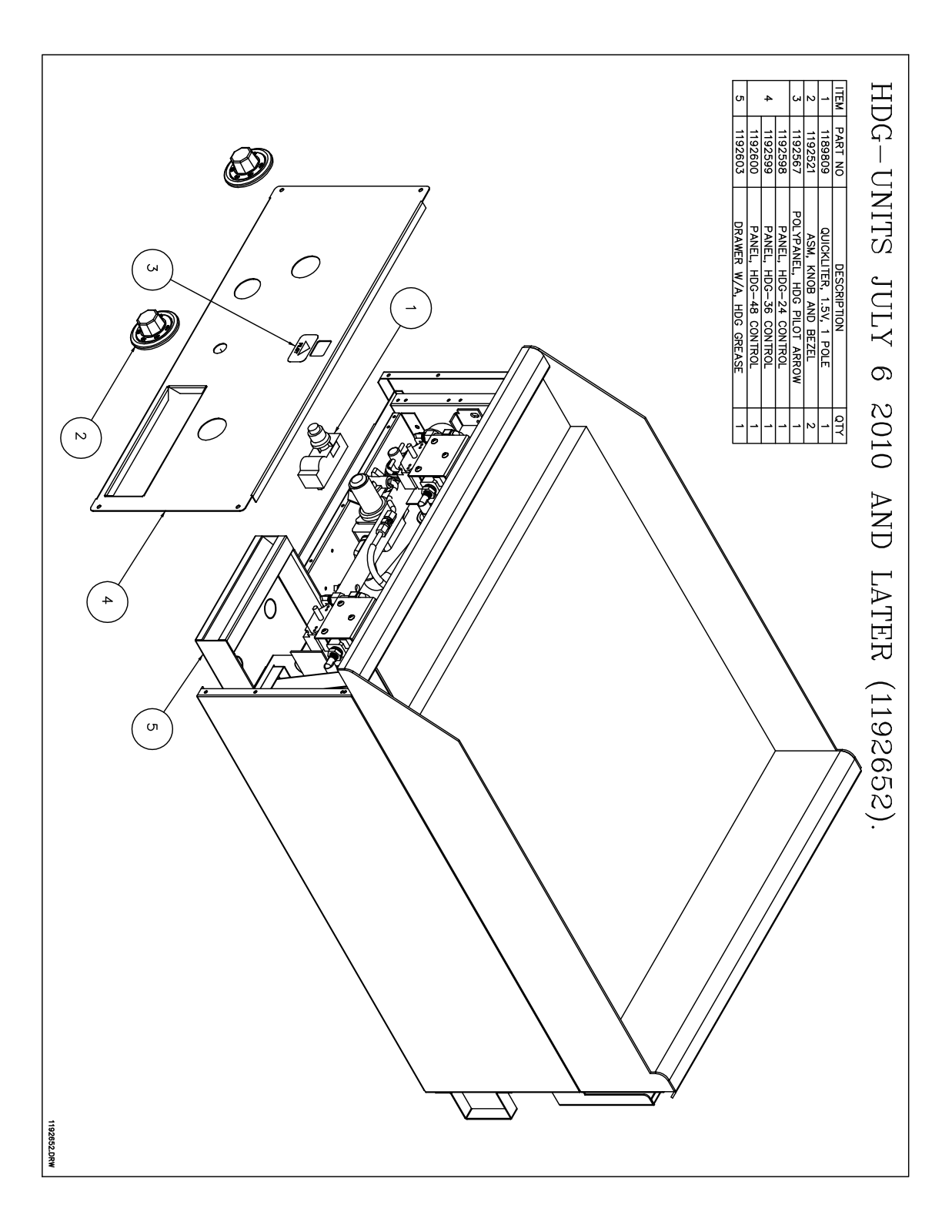 Southbend Range HDG-24-M Parts List