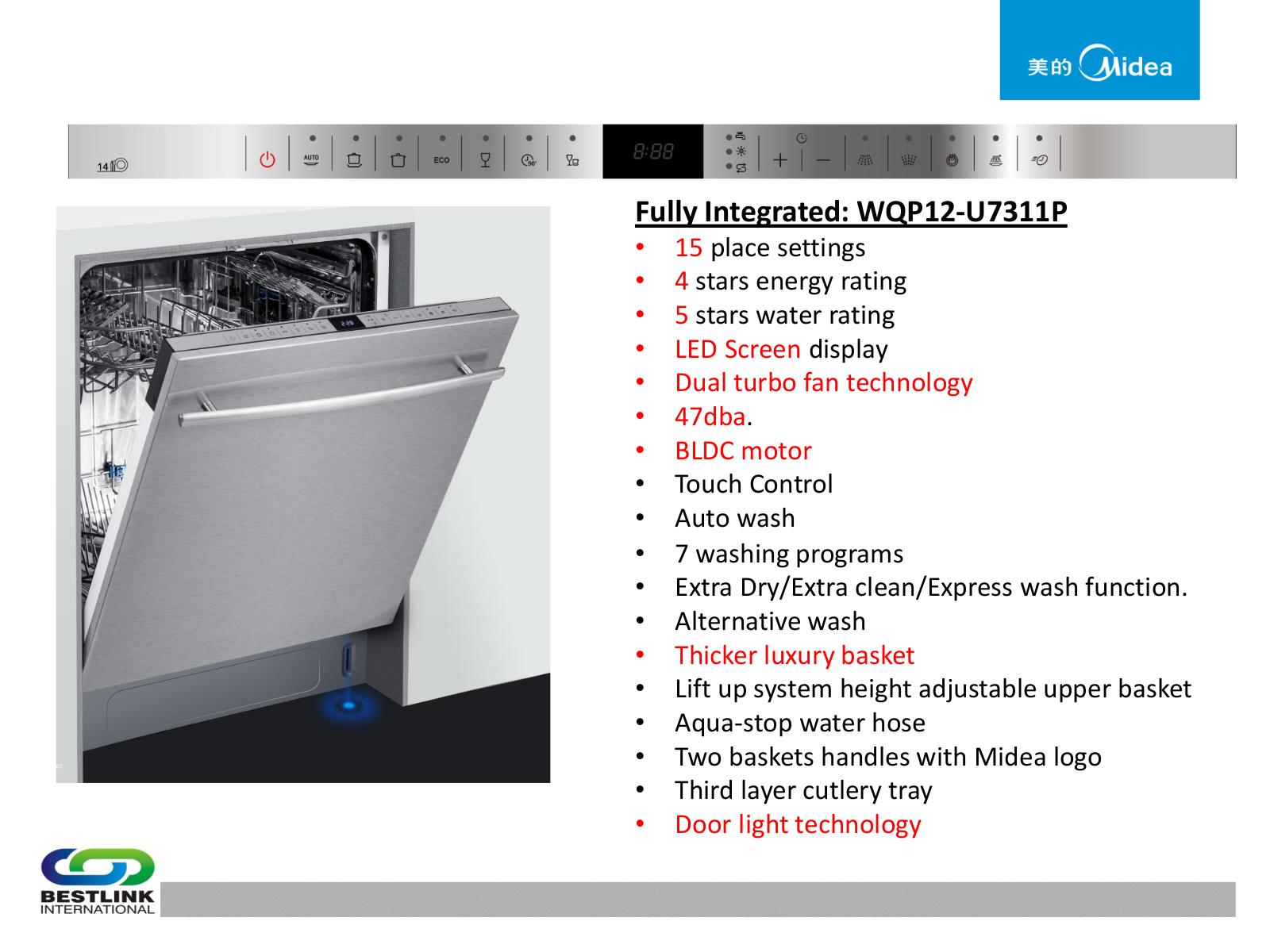 Midea WQP12-U7311P-AU Specifications Sheet