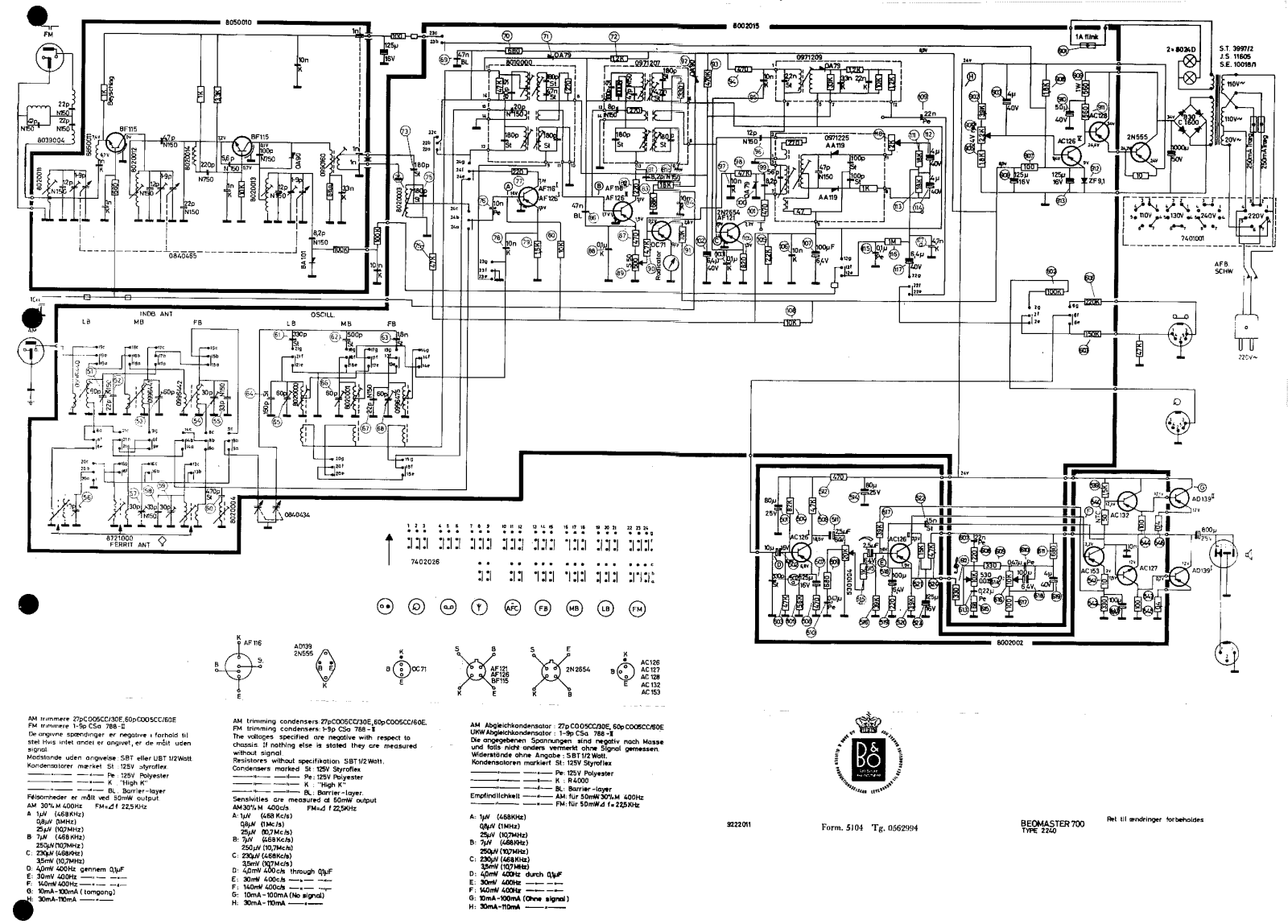 Bang Olufsen Beomaster 700 Owners Manual