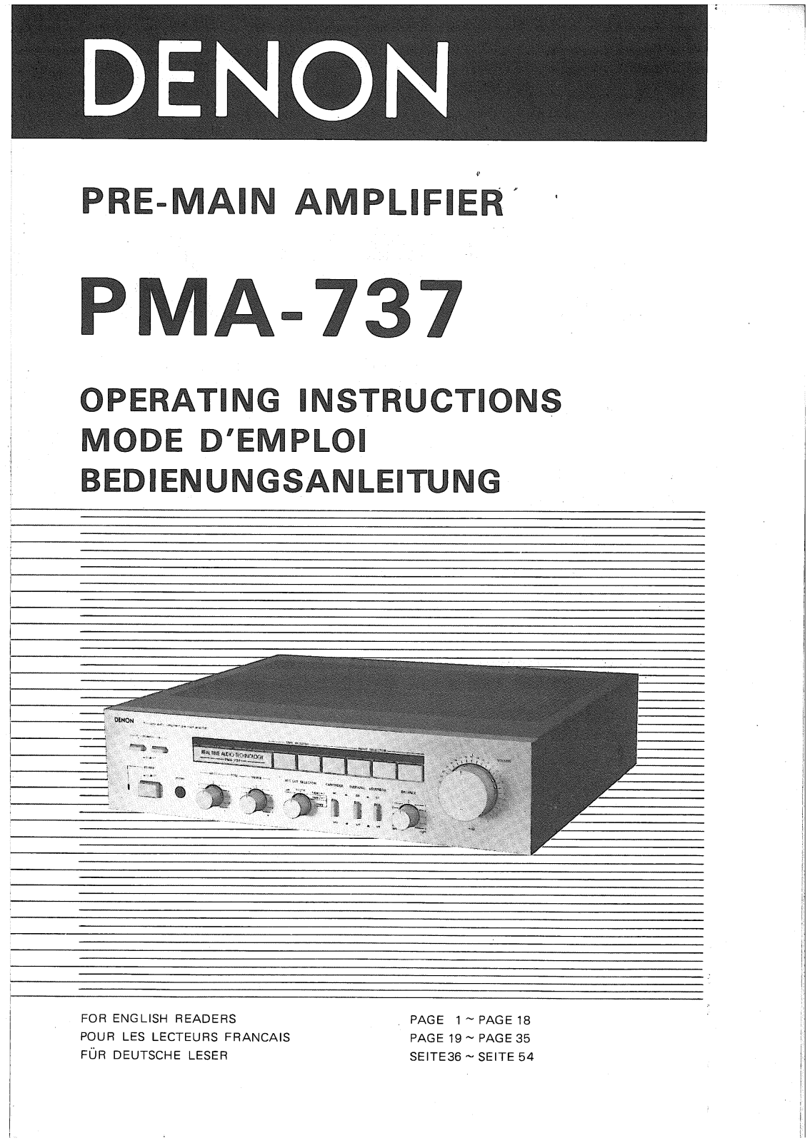 Denon PMA-737 Owners Manual