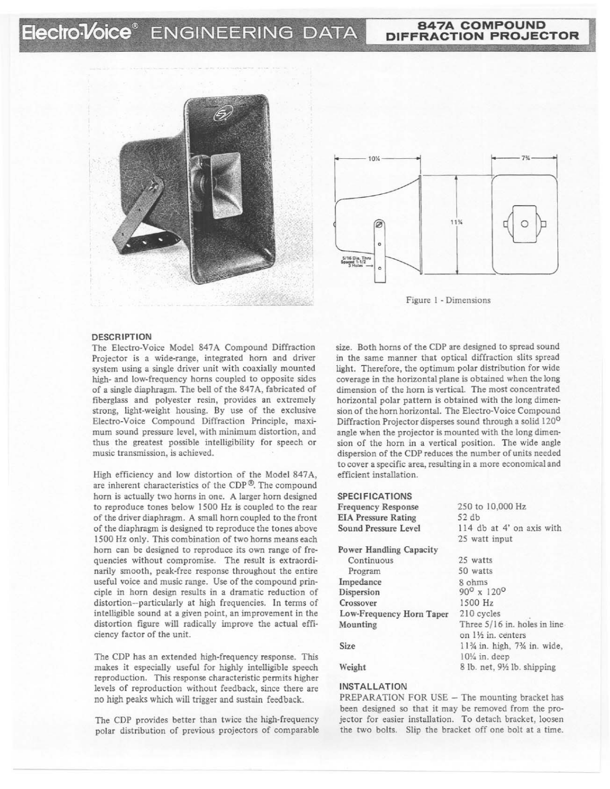 Electro-voice 847A DATASHEET