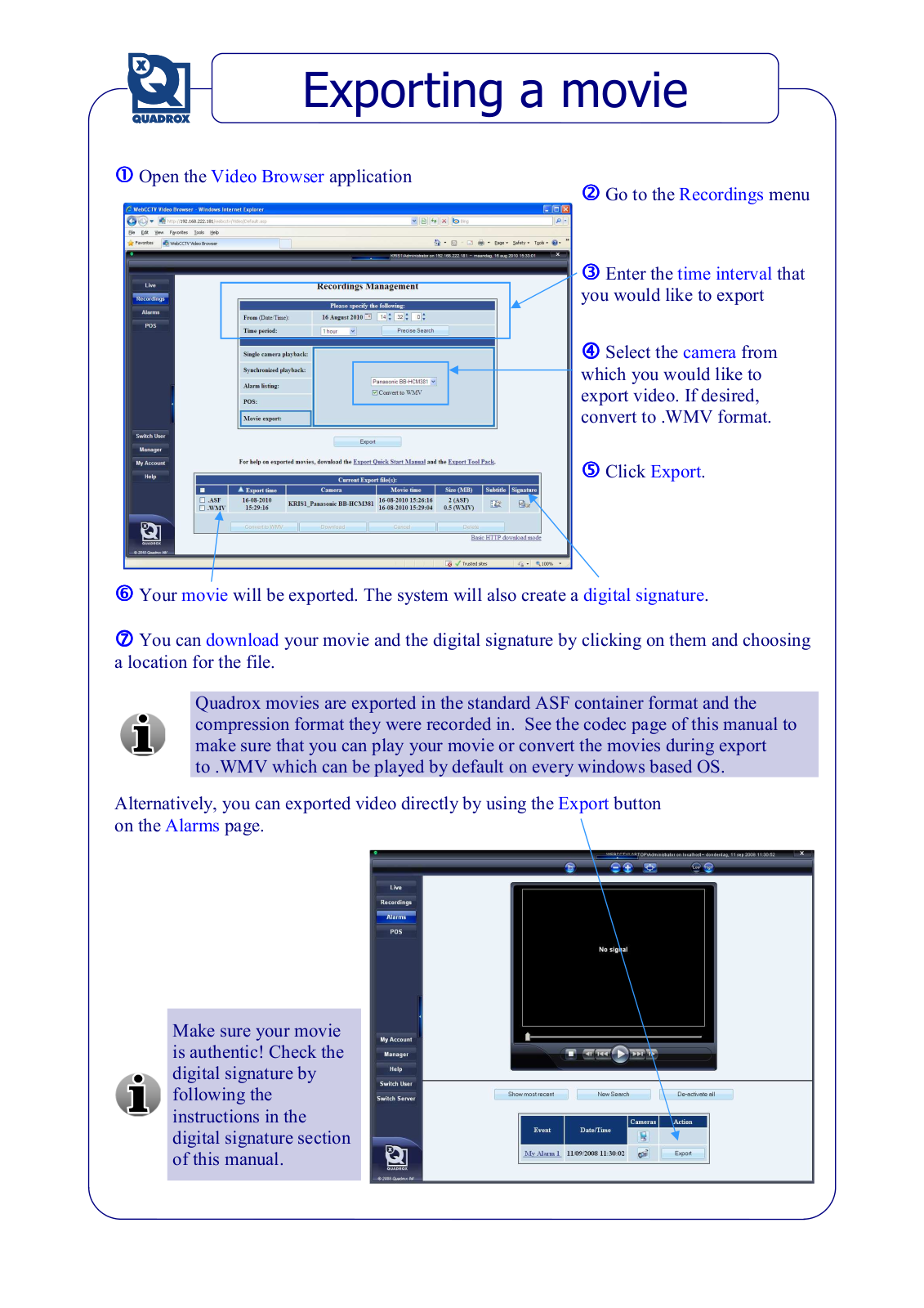 Quadrox Export Quick Start Manual