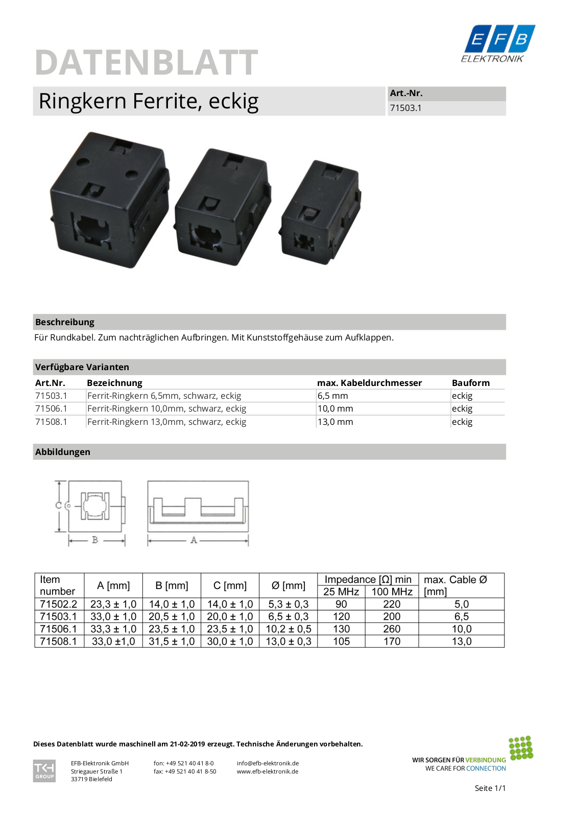 Datasheet FERRITRING 6,5 Datasheet (FREI) - ManualMachine.com