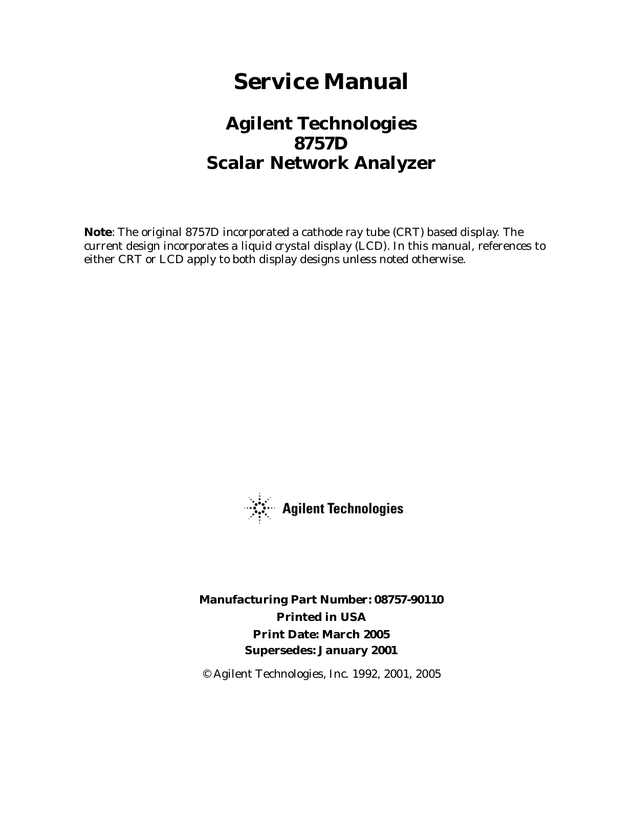 Agilent 8757D Service Manual