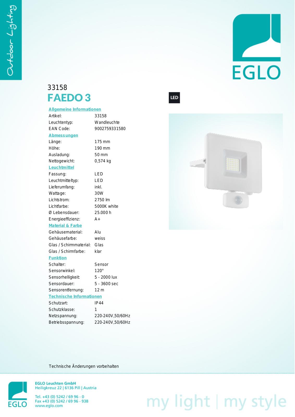 Eglo 33158 Service Manual