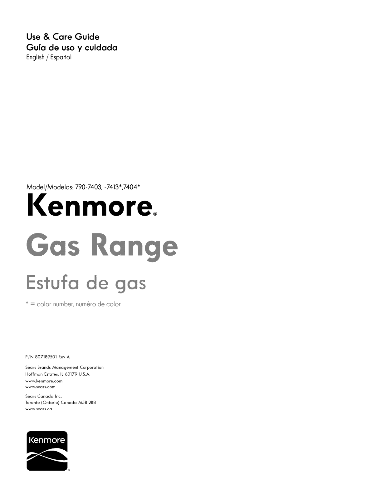 Kenmore 79074032310, 79074032311, 79074032312, 79074032313, 79074032314 Owner’s Manual