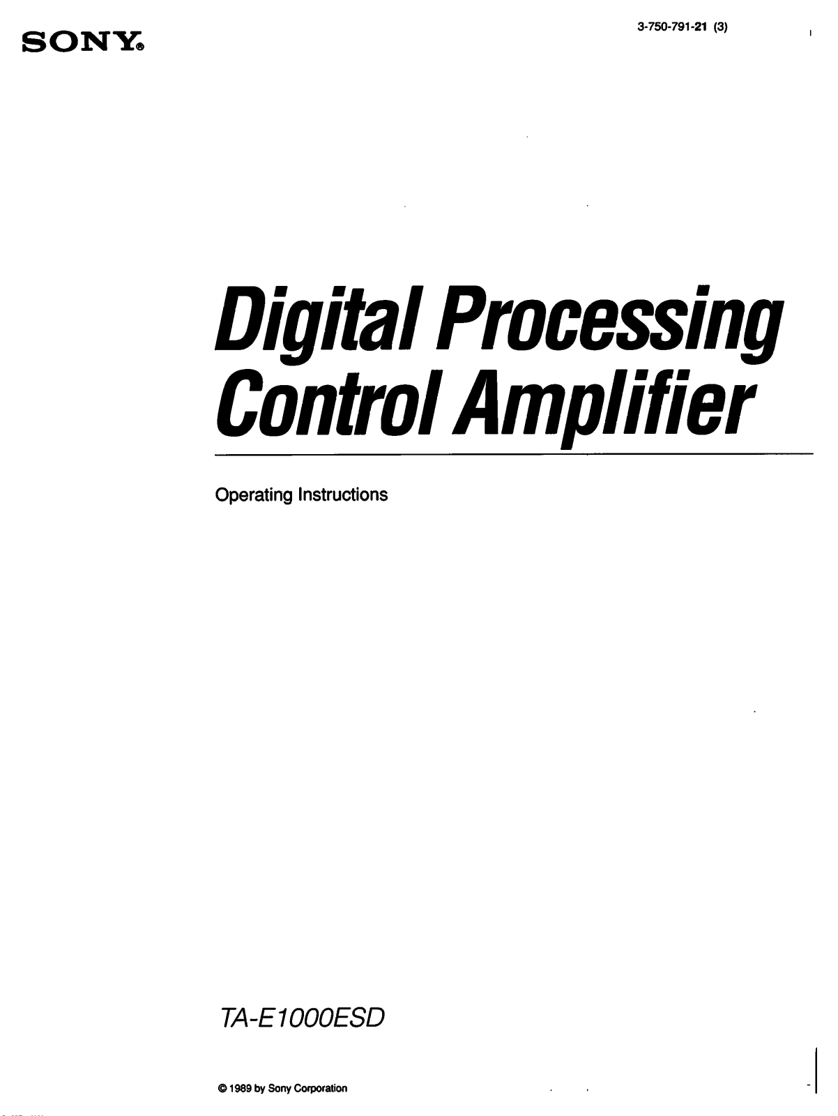 Sony TA-E1000E User Manual