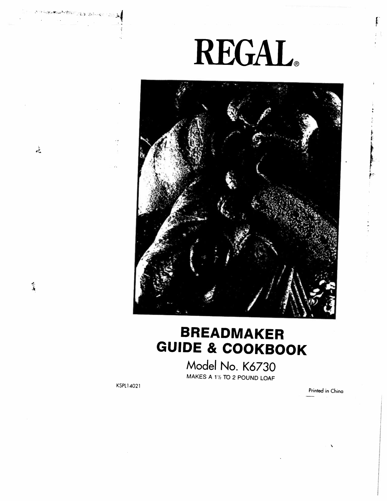 Regal K6730 Guide and Cookbook