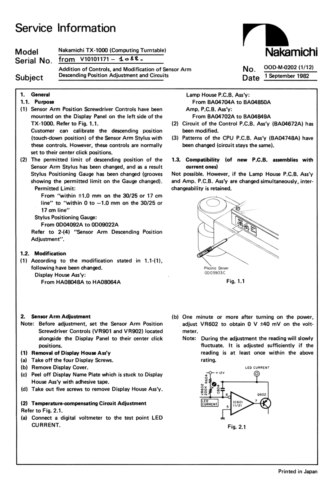 Nakamichi TX-1000 Service manual