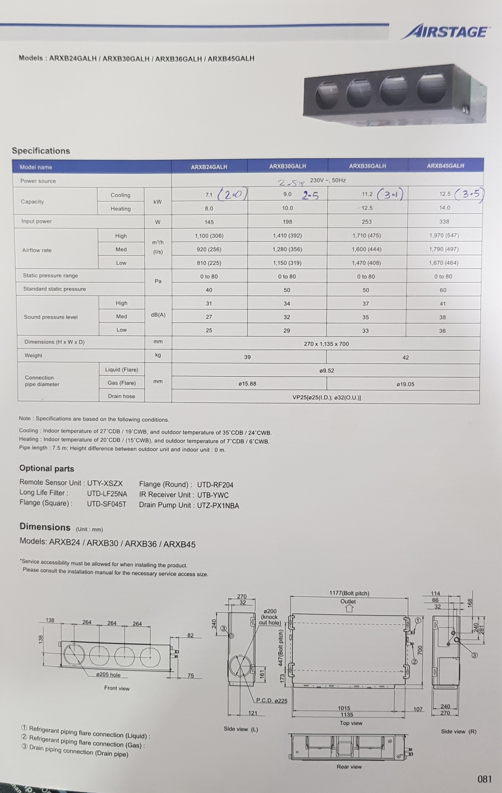 Airstage ARXB24GALH, ARXB30GALH, ARXB36GALH, ARXB45GALH Service Manual